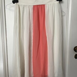 Atmosphere White and Coral A-Line Skirt